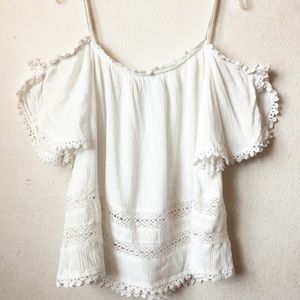 Patrons of Peace Lace Off-Shoulder Top